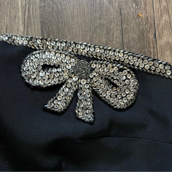 Women’s Strapless Bandana Embellish Sequin Trim Black Corset Top Party Fitted L - Picture 5 of 12